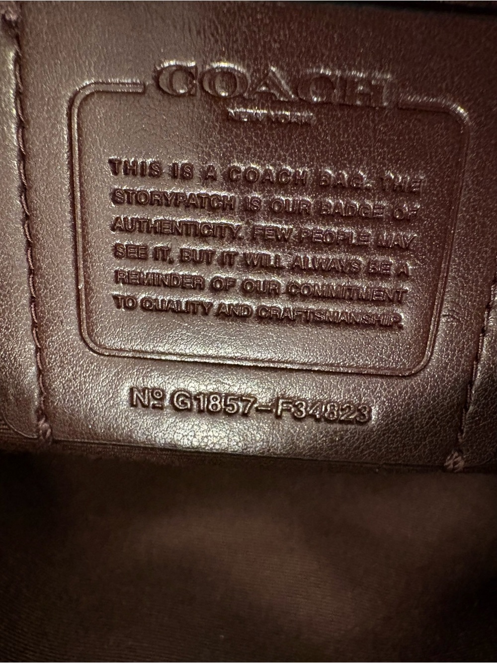COACH Pebbled Leather Crossbody Bag in Dark Brown - Picture 5 of 5